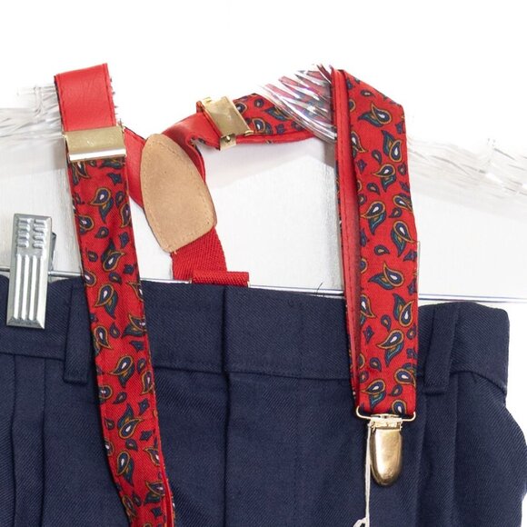 Good Lad Size 6 Boys Navy Pants With Red Paisley Suspenders - Picture 2 of 8